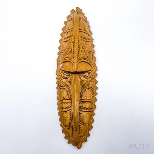 African Mask Wall Mask from Wood Hand-Carved Handmade 9x34cm