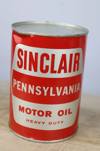 Vintage NOS Sinclair Pennsylvania Gray & Red Motor Oil Can 1 Quart SAE 10-W