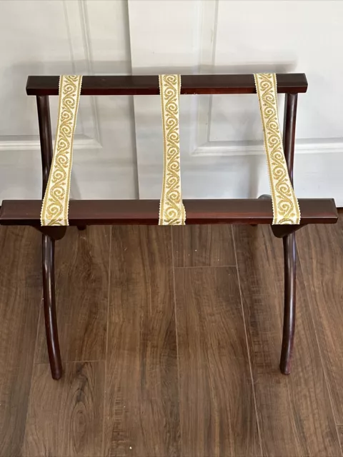 Vintage Scheibe Wooden Folding Luggage Suitcase Rack Hotel Stand Tapestry Straps