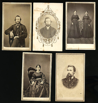 Lot of (5) 1860s CDV Photos Iowa & Illinois Photographers Civil War Era