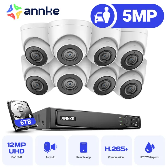 ANNKE 12MP 8CH NVR 5MP POE Security IP Camera System Audio Recording Outdoor AI