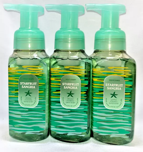 Jabón de manos espumante suave 3 Starfruit Sangría baño y cuerpo funciona 8,75 oz