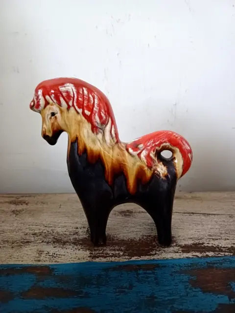 Eric Leaper Newlyn 1960s Pottery drip glaze pottery horse