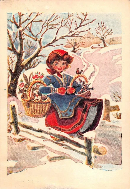 CPA - Carte Postale - Fantaisie - Jeune Fille avec un Panier de CPA - Carte Postale - Fantaisie - Jeune Fille avec un Panier de