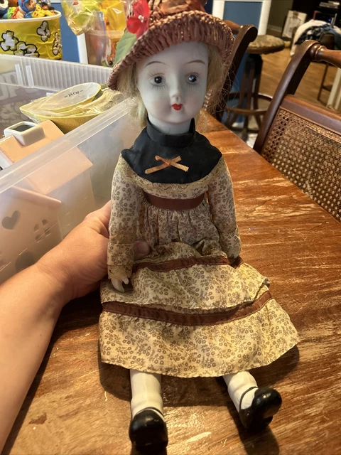 Walda Bisque Porcelain Doll 1970s Vintage Cottagecore Victorian Style Hand Paint