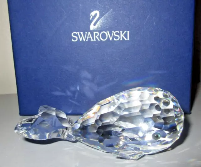 Swarovski Crystal Figurine 7628 080 SMILEY WHALE Moby Dick Green Eyes Mint + Box