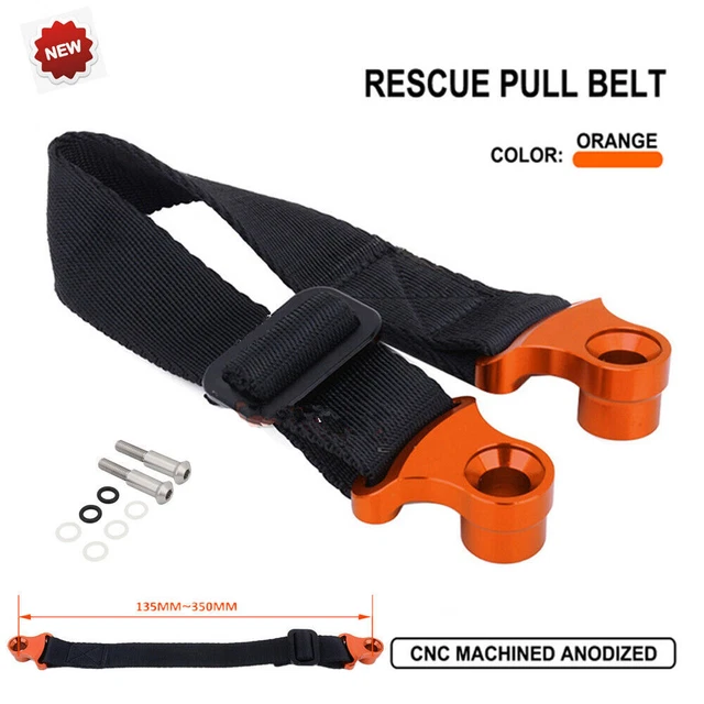 Universal CNC Adjustable Motocycle Rear Pull Handle Lift Tow Orange Strap Belt