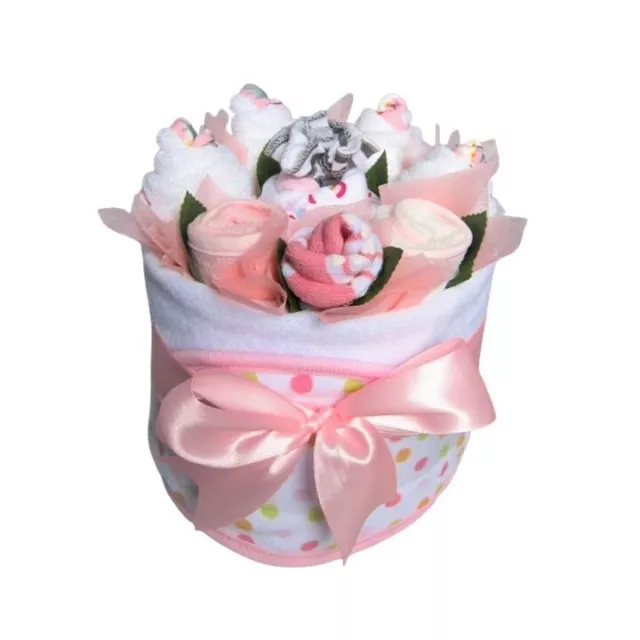 Flower Bouquet Baby Girl Small Bath Nappy Cake | Baby Gift Hampers Melbourne