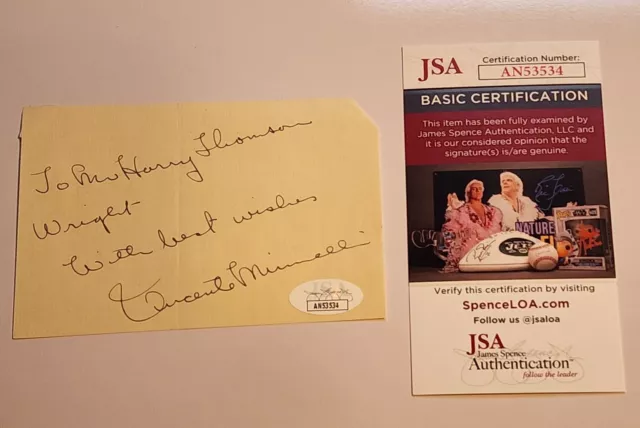 Vincente Minnelli Signed JSA COA Autograph Auto Movie Director Father Of Liza