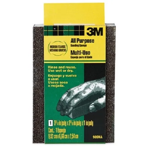 3M Medium/Coarse Flexible Sanding Sponge, 3-3/4 x 2-5/8 x 1-In., 909-ESF