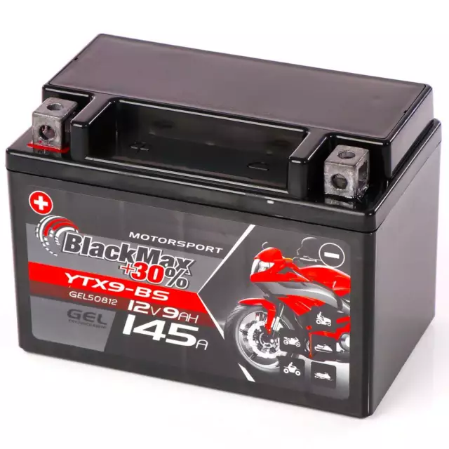 BlackMax YTX9-BS Motorrad GEL Batterie 12V 9Ah CTX9-BS 50812 GTX9-BS ETX9-BS 8Ah 2