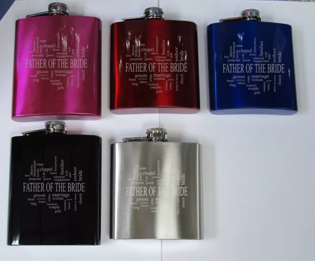 hf505 Father Of The Bride Personalised Engraved Wedding Hip Flask