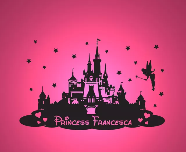 Personalisierter Prinzessinnenschloss Disney Wandaufkleber Kinder Schlafzimmer Fantasie 2
