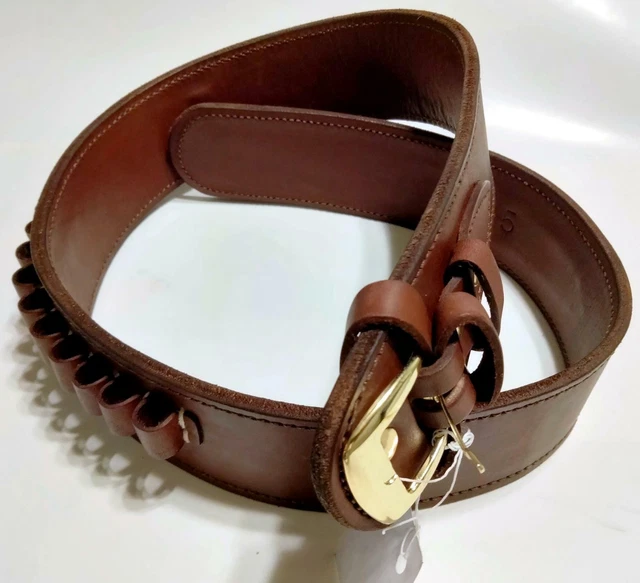 WESTERN COWBOY LEATHER BELT w/ BULLET LOOPS For Caliber 45 GUN