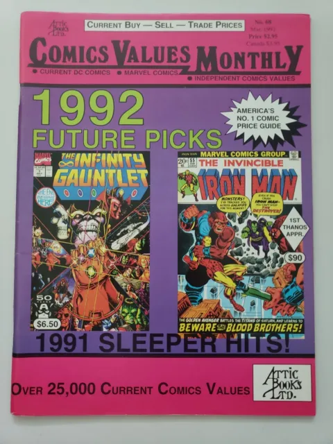 COMICS VALUE MONTHLY MAGAZINE #68 March 1992 INFINITY GAUNTLET! THANOS!