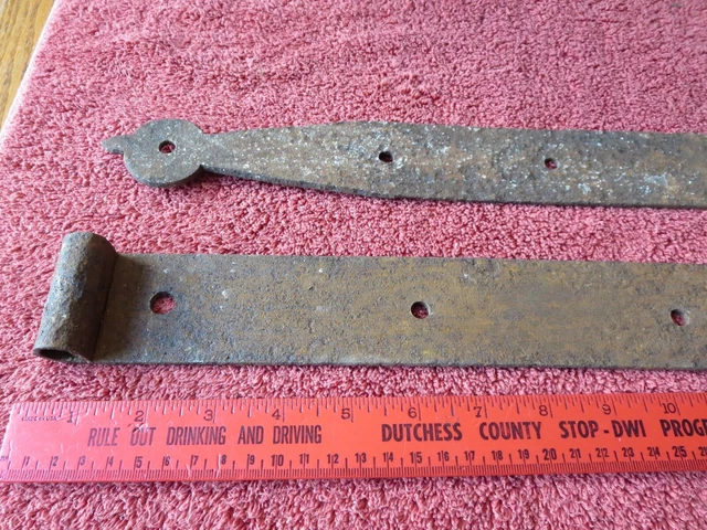 2 Wrought iron hinge strap barn door decor Vintage Antique hand wrought 23.5" 4