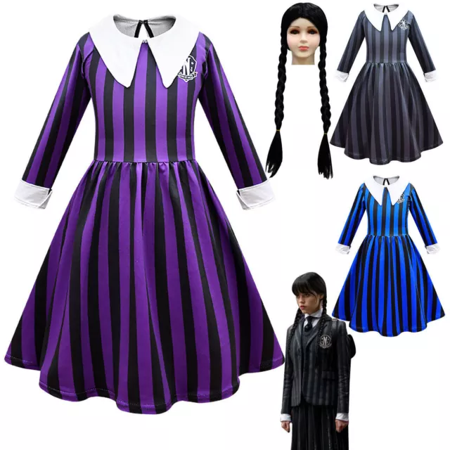 Halloween Cosplay Costume Kids Wednesday Addams Costume Enid Girls Party Dress