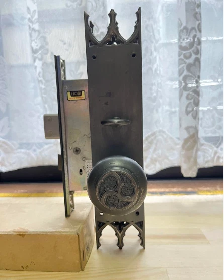 Hori Locks Antique Front Door Entrance Door  Cylinder w key F/S from Japan Rare 2