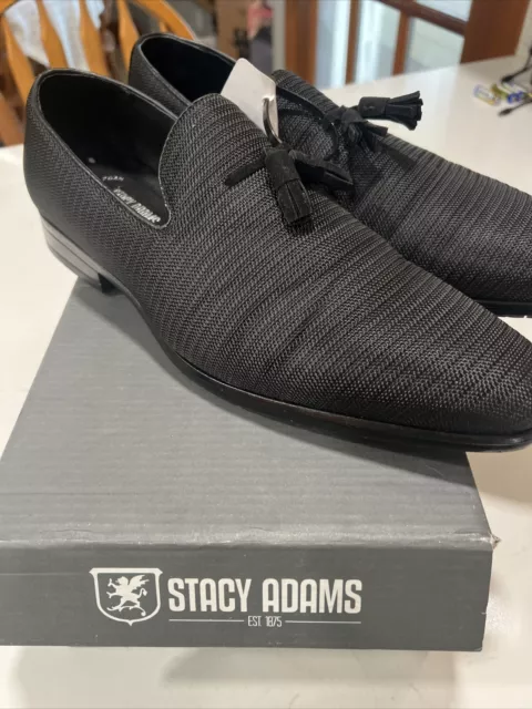 Stacy Adams Tazewell Mens Black Tassel Slip On Low Top Dress Loafer Size 10.5 W