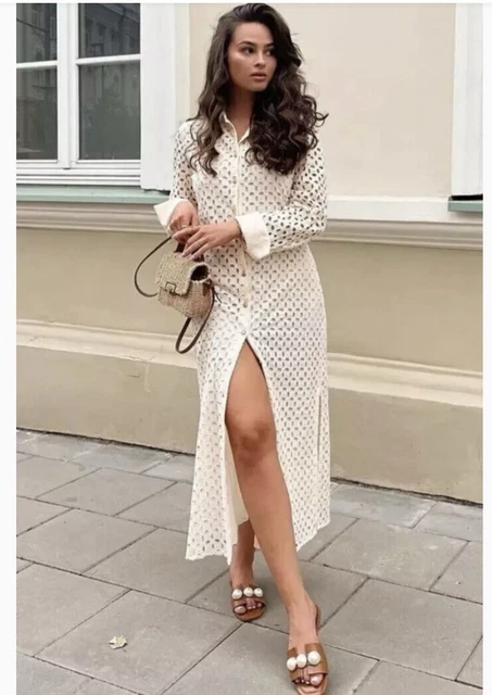 sachin and babi light blue dress Zara Open Work Embroidered Mini Dress main image 1