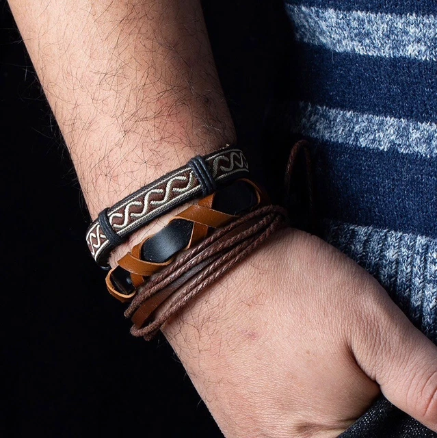 Bracelet Cuir Homme Marron Ensemble Bracelets Homme Femme Cuir