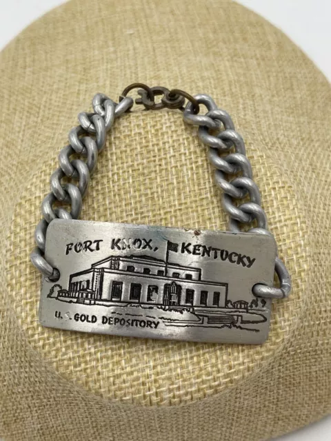 Vintage Fort Knox Kentucky Us Mint Gold Bullion Depository Tag Chain Bracelet