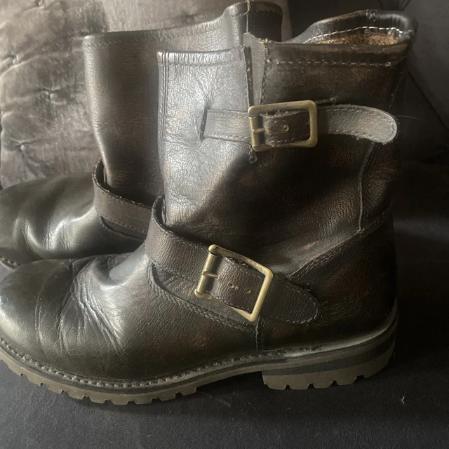 CATERPILLAR VERN CAT RAW Mens Brown Leather Biker Boots, UK 10 EU 44