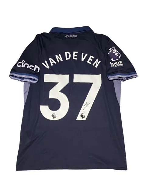 Micky Van De Ven Signed Tottenham 23/24 Away Shirt-Photo Proof