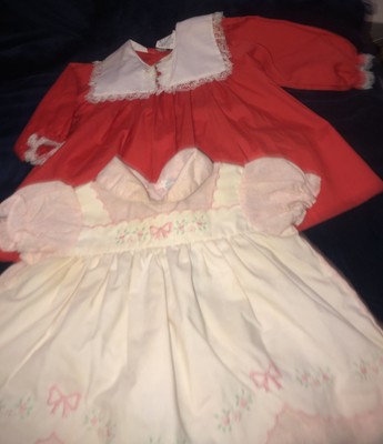 Vintage Baby Girl lot of 2 Dresses   Alexis  Lace and Pink infant and 12 months