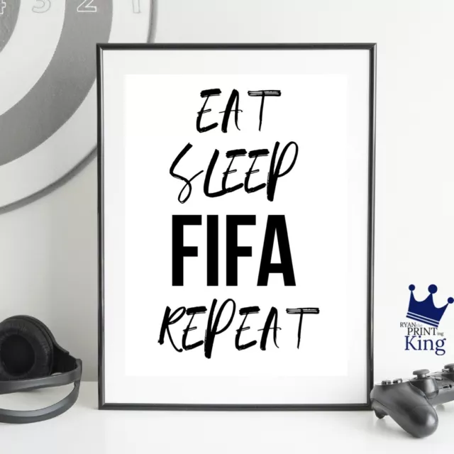 GAME EAT SLEEP Football REPEAT gamer art design A4 print Xbox PC ps4 Ps5 Gaming
