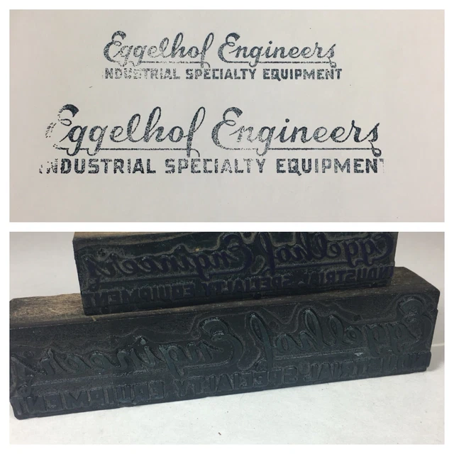 Letterpress Block Eggelhof Engineers Industrial Texas Printing Vtg Shreveport