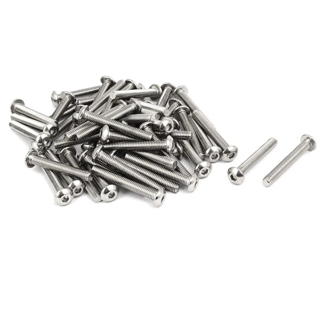 M5x35mm 304 Stainless Steel Button Head Hex Socket Cap Screws Bolts 50pcs