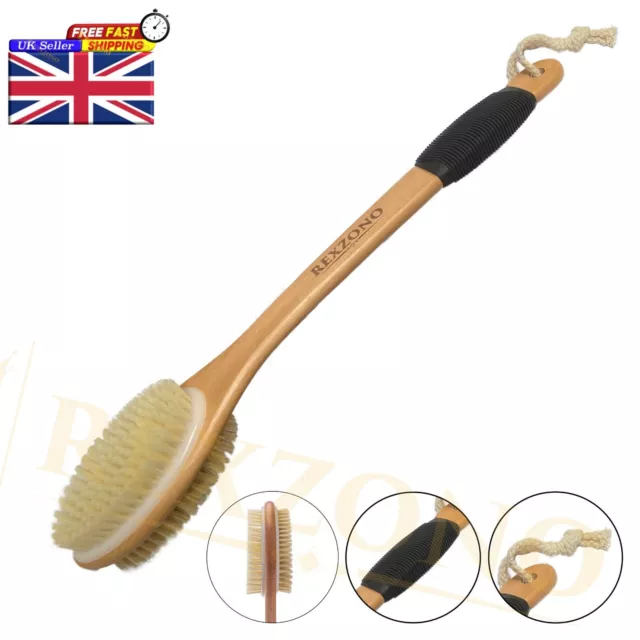 Long Ergonomic Handle Exfoliating Body Scrubber Back Massage Bath Shower Brush