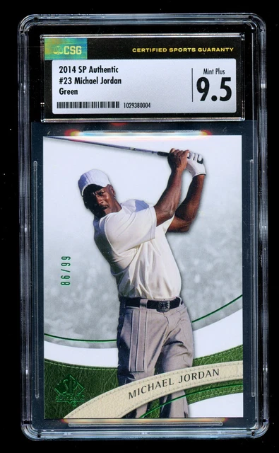 Michael Jordan #23 Upper Deck SP Authentic 2014 Golf Card Green 86/99 CSG 9.5