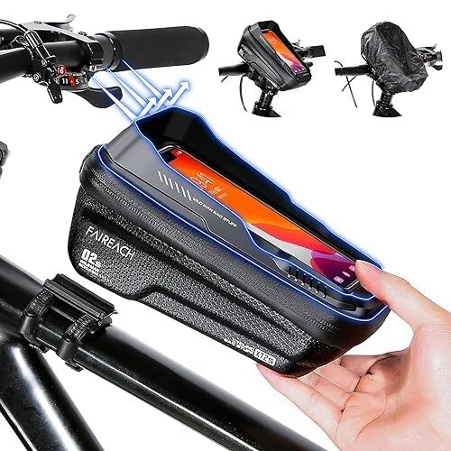 Faireach Sacoche Cadre Vélo pour Téléphone Support Téléphone Vélo Étanche Ant...