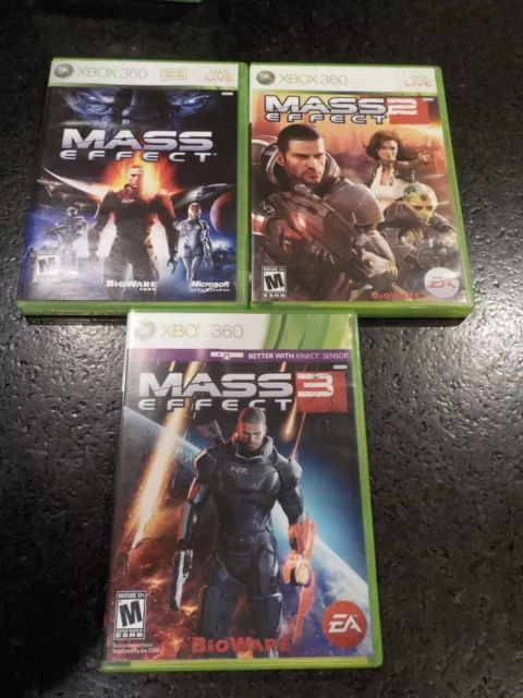 Mass Effect 1, 2 & 3 Trilogy (Xbox 360) Game Lot - Tested & Working