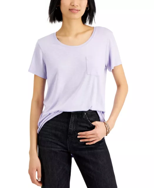 MSRP $15 Style & Co Draped One-Pocket T-Shirt Lilac Size XL