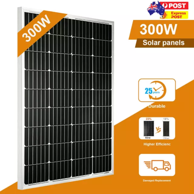 300W 12V Fixed Solar Panel Mono Caravan Home Off Gird Battery Charging Power AUS