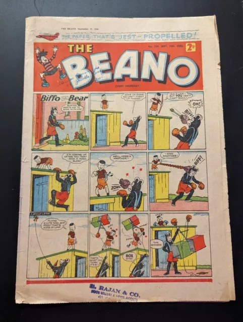 Beano Comic No 739, September 15th 1956, Biffo the Bear, FREE UK POSTAGE