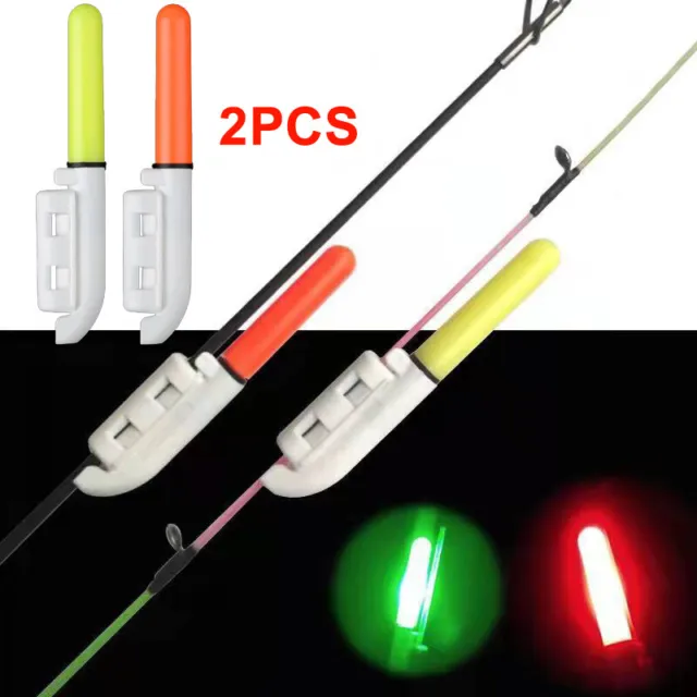 2X LED Induction Night Fishing Fish Bite Alarms Light Fishing Rod Tip Alert Lamp