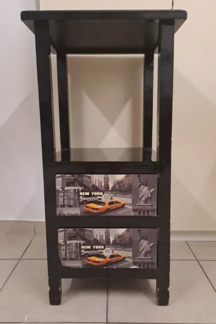 Mobile consolle cassettiera ingresso in legno classico nero shabby vintage