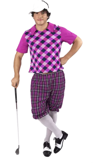 Mens Pink Pub Golf Sport Stag Night Fun Fancy Dress Costume