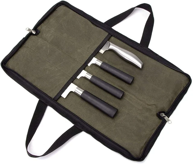 Knife Roll Chef�s Knife Roll Bag Waxed Canvas Knife Roll Case Portable Knife