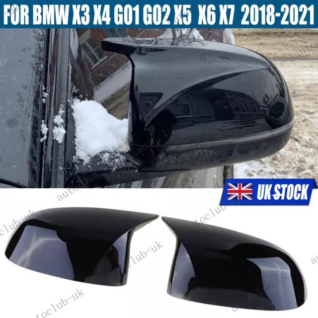 Gloss Black Rear Mirror Cover Caps Fit For BMW SUV X3 X4 G01 G02 X5 X6 X7 G05 UK