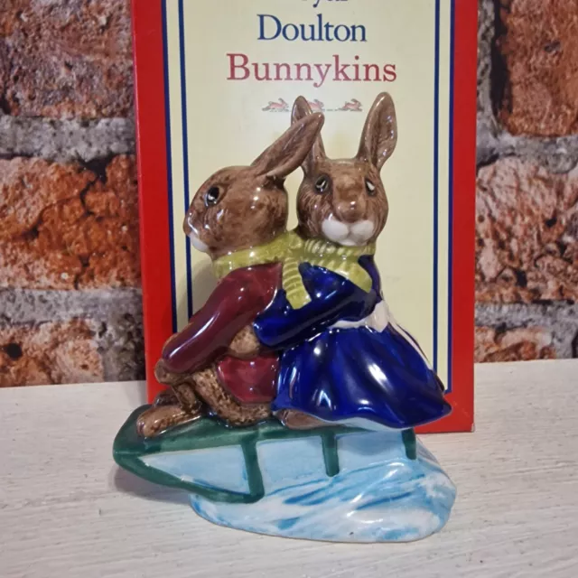 Royal Doulton Bunnykins Figurine | Billie & Buntie Sleigh Ride | DB4 | 1972