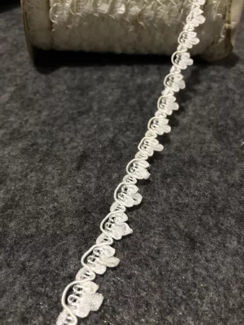 13mm White Braid Ribbon Gimp Lace Trim Sewing Rococo Cord Chocker Per Meter