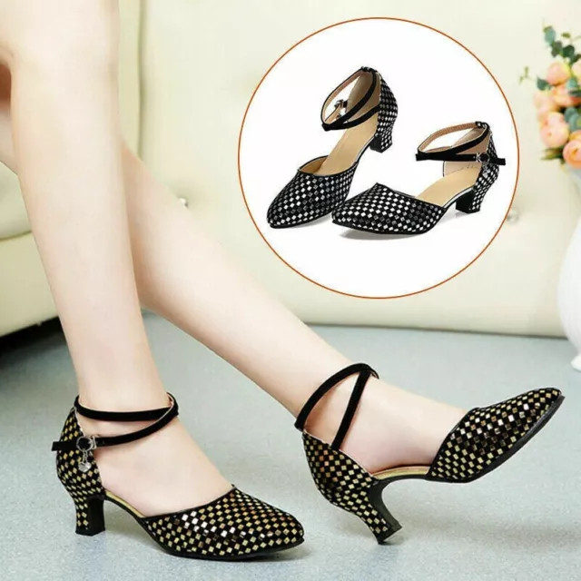 Femmes Latin Danse Chaussures Salle de Bal Rumba Tango Brillant Valse Souple Bas