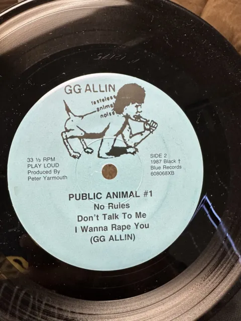 Rare 1987 Punk 7” 45 Public Animal #1 GG ALLIN PROMO KBD EX Condition
