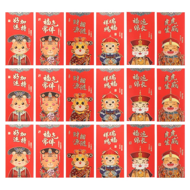 18 Pcs Paper Year The Tiger Red Envelope Envelopes Chinese Money