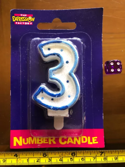 3 candele numero tre cera ragazzo blu festeggia nuovo topper per torta compleanno
